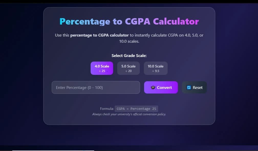 How to Use a Percentage to CGPA Calculator